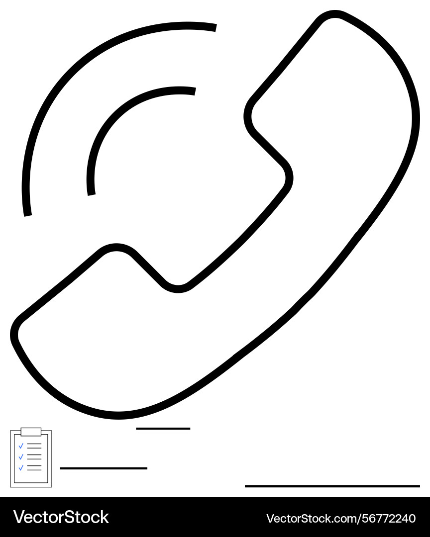 Phone receiver with signal lines and checklist Phone receiver with signal lines and checklist vector image