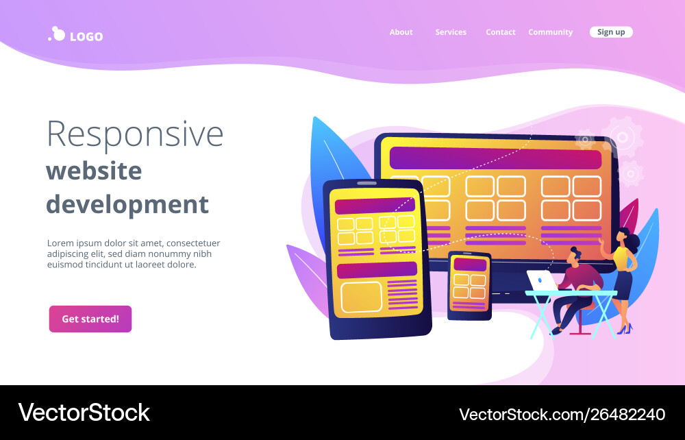 Responsive web design concept landing page Responsive web design concept landing page vector image
