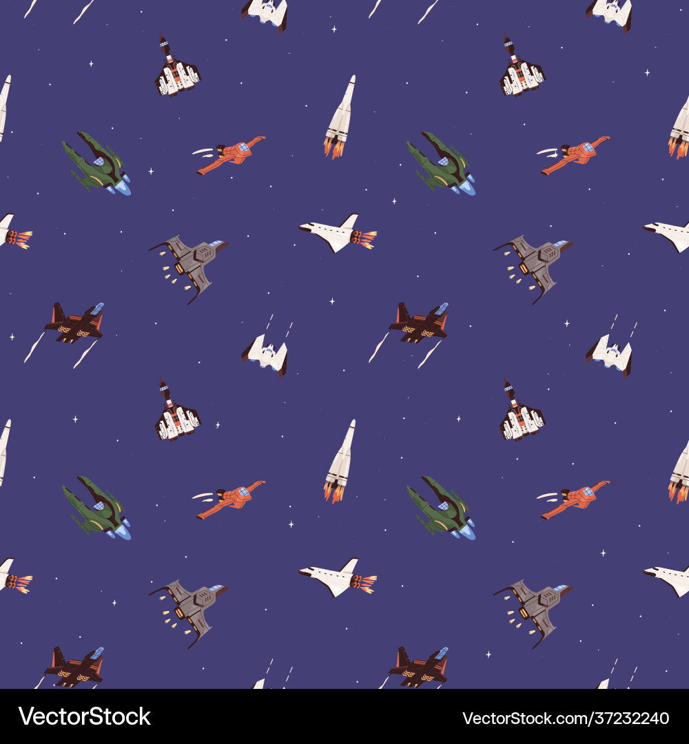 Seamless cosmic pattern with spaceships Seamless cosmic pattern with spaceships vector image