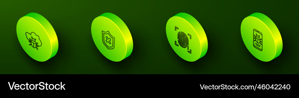 Set isometric line system bug on a cloud shield Set isometric line system bug on a cloud shield vector image