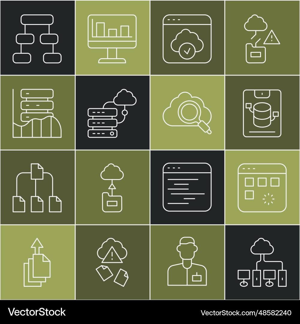 Set line computer network loading data window Set line computer network loading data window vector image