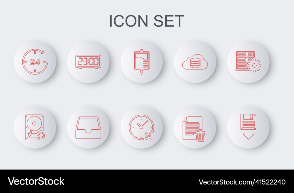 Set line floppy disk backup hard drive hdd sync Set line floppy disk backup hard drive hdd sync Vector Image