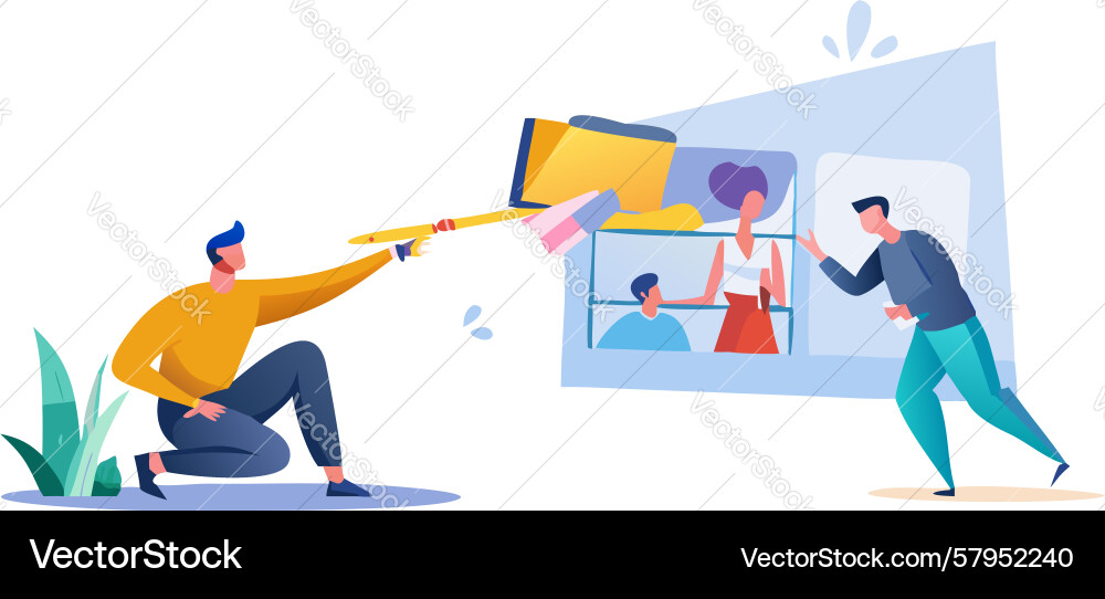 Tech Team Brainstorming Session Vector Image