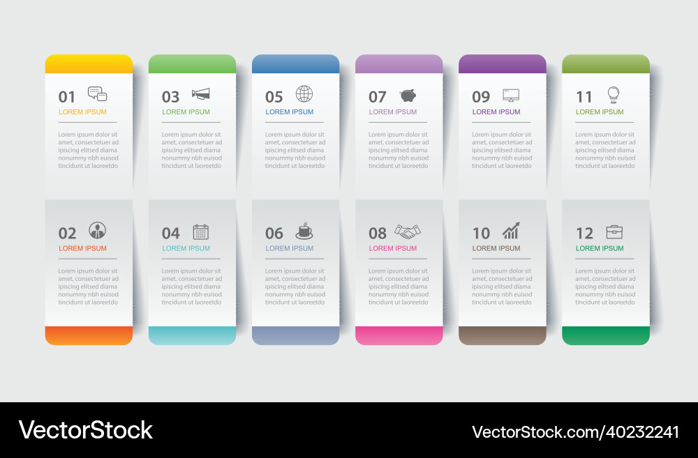 12 data infographics tab paper index template vector image