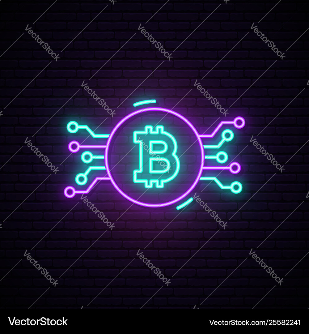 Bitcoin Neon Sign - Crypto Advertisement – Royalty-Free Vector | VectorStock