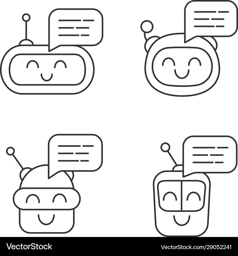 Chatbots messages linear icons set Chatbots messages linear icons set vector image