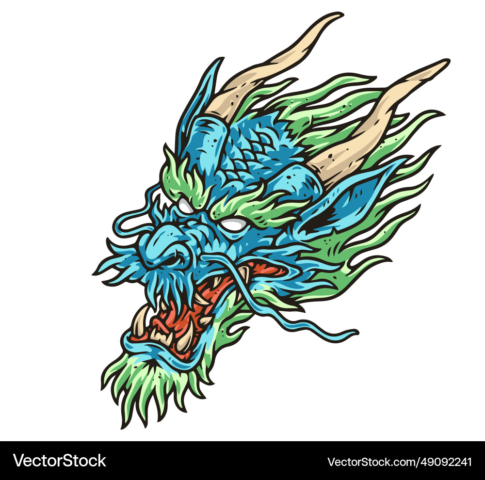Chinese blue dragon head emblem Chinese blue dragon head emblem vector image