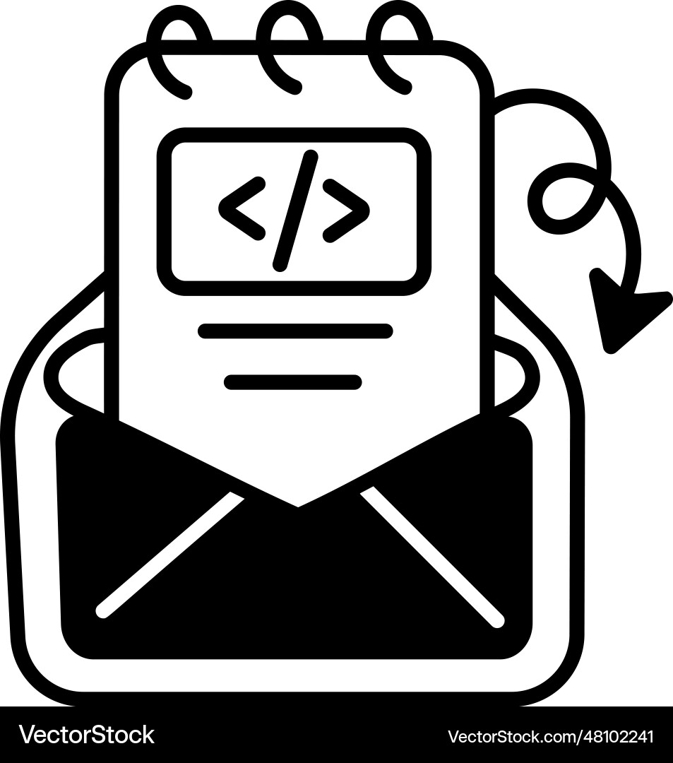 Coding mail hand drawn icon Vector Image