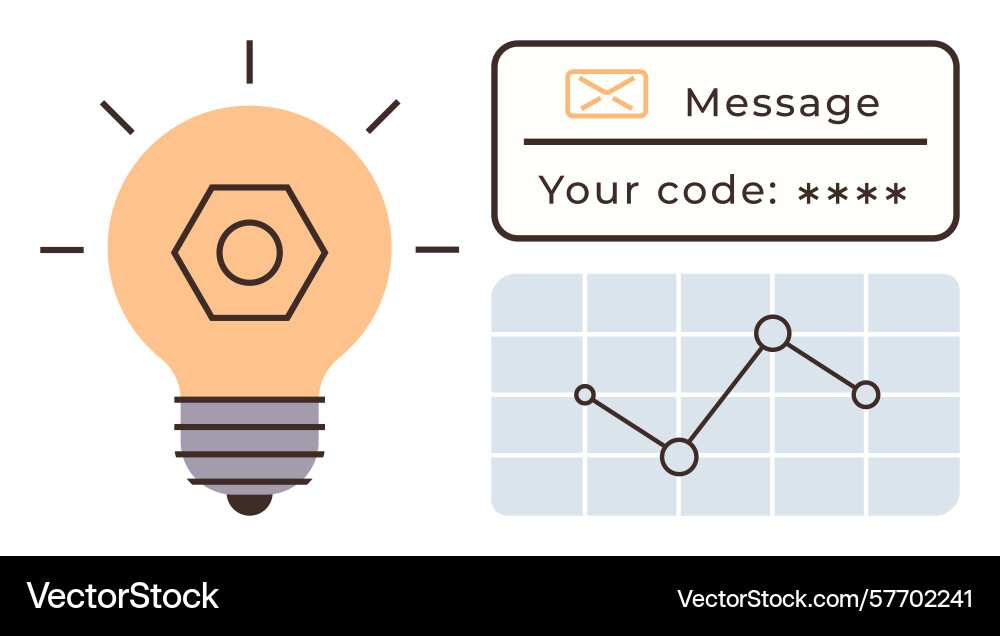 Creative idea with data graph and secure code Creative idea with data graph and secure code vector image