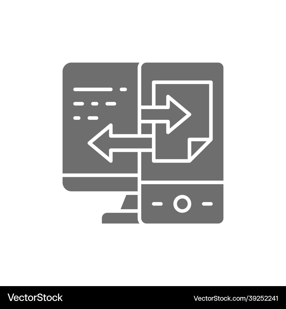 Device data transfer file synchronization grey Device data transfer file synchronization grey vector image