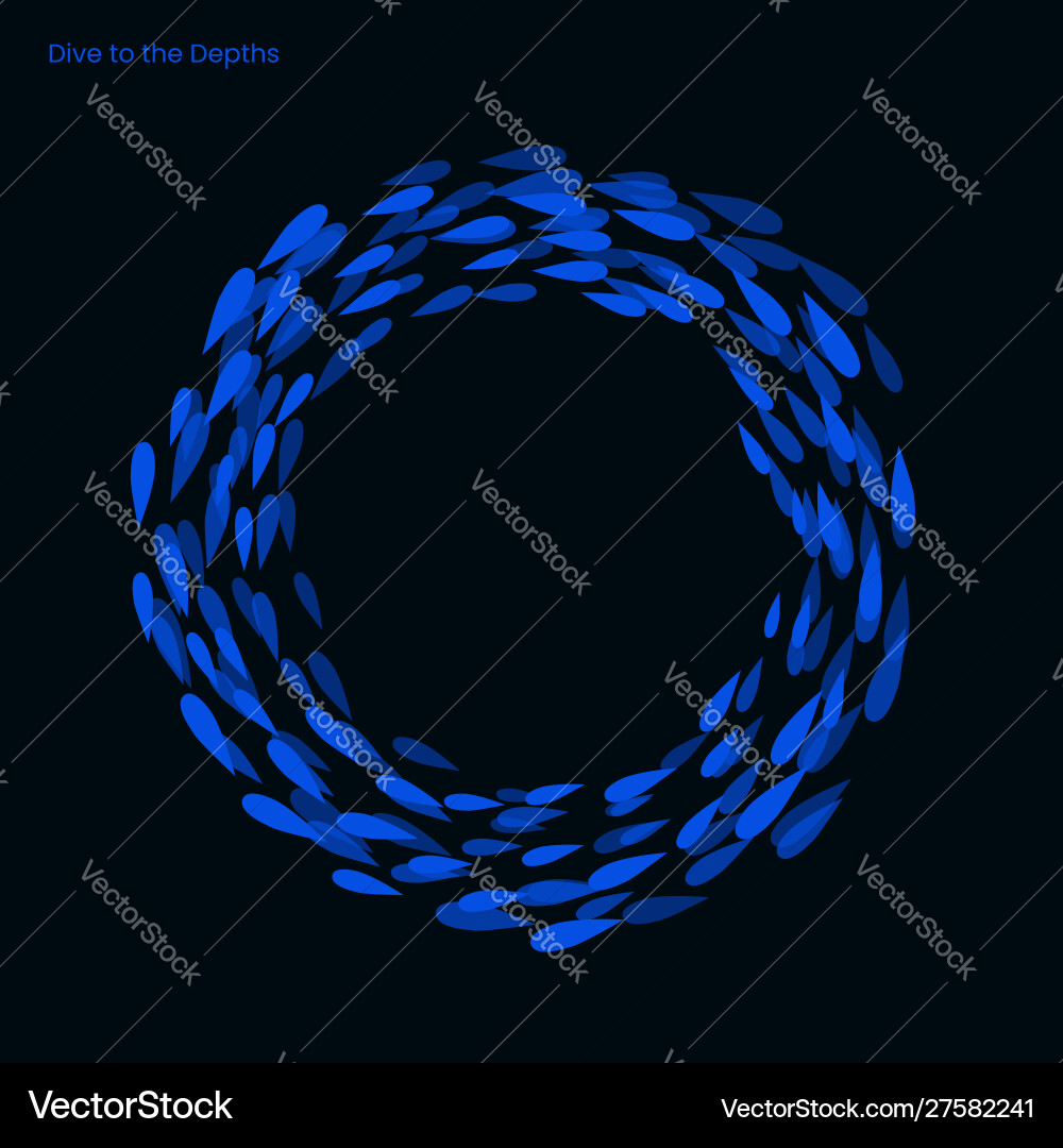 Fish flock form circle and moving inside ocean Fish flock form circle and moving inside ocean vector image