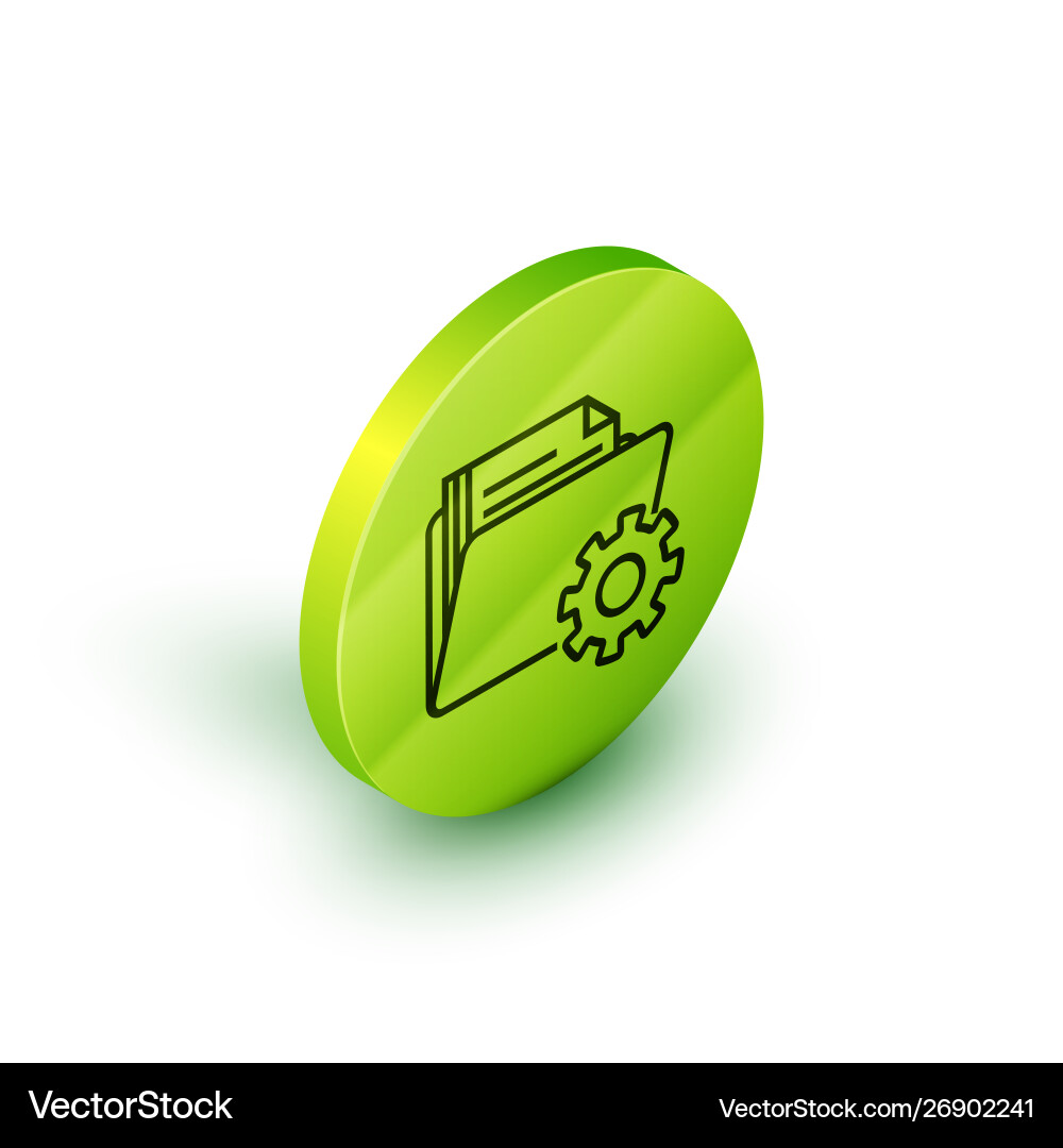 Isometric line folder settings with gears icon Isometric line folder settings with gears icon vector image