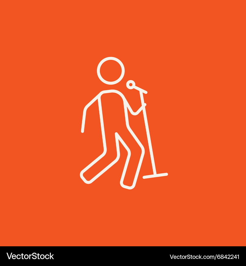 Man singing with microphone line icon vector image