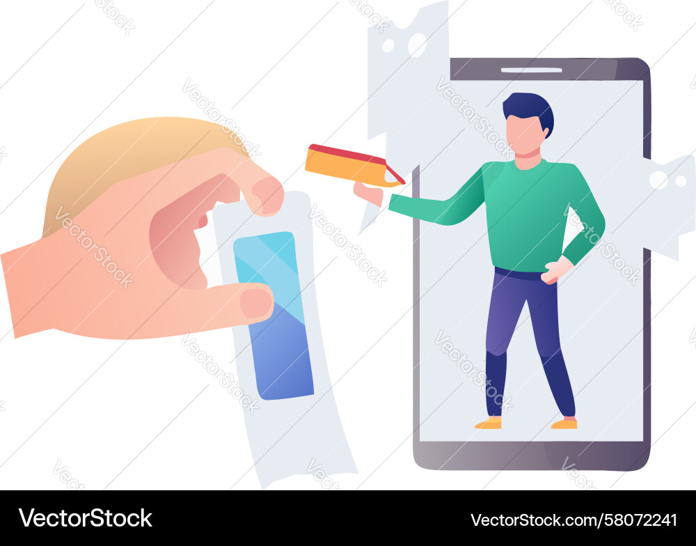 Man Using Smartphone App Vector Image