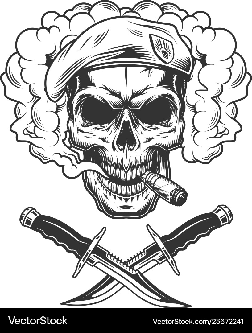 Navy Seal Skull with Cigar Vector Image