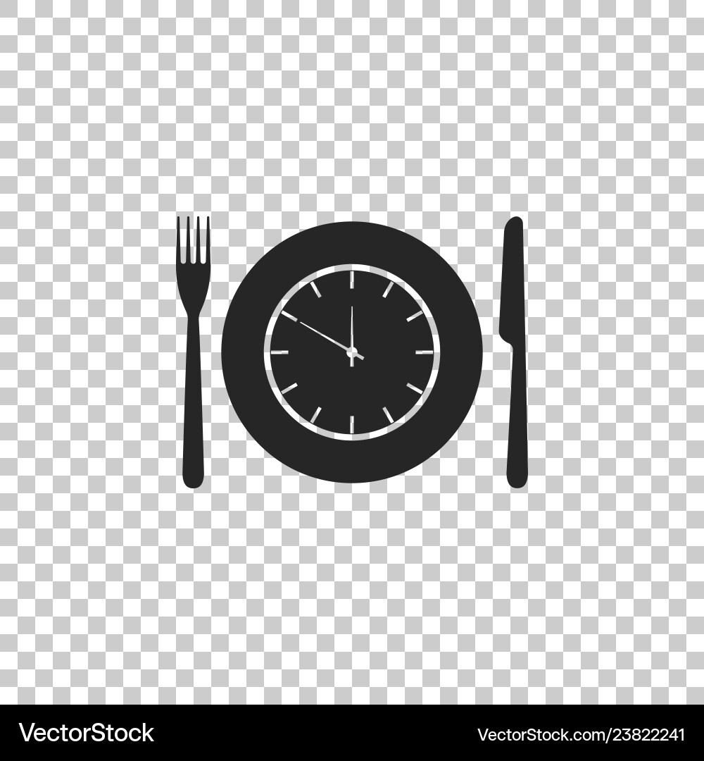 Plate with clock fork and knife icon isolated Vector Image