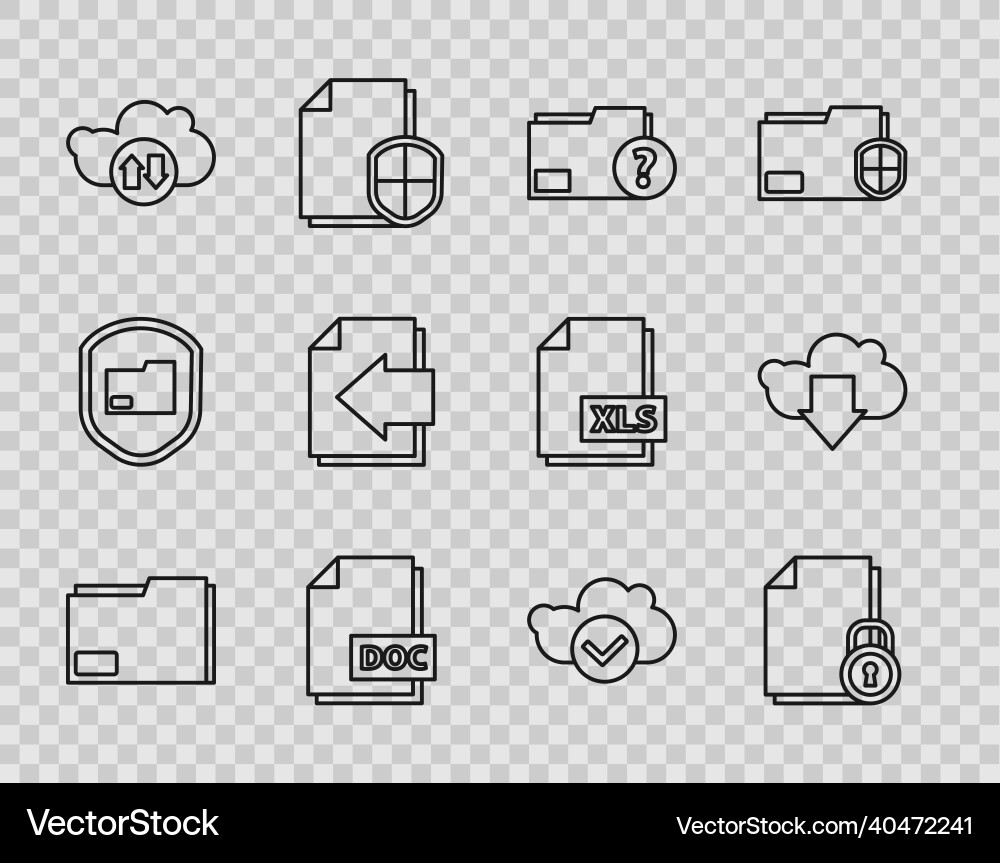 Set line document folder and lock unknown Set line document folder and lock unknown vector image