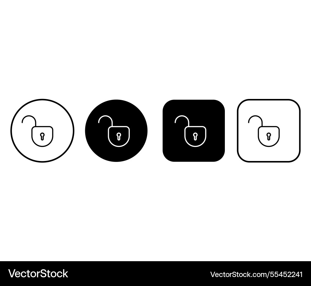 Set of outline opened padlock icons security Set of outline opened padlock icons security Vector Image