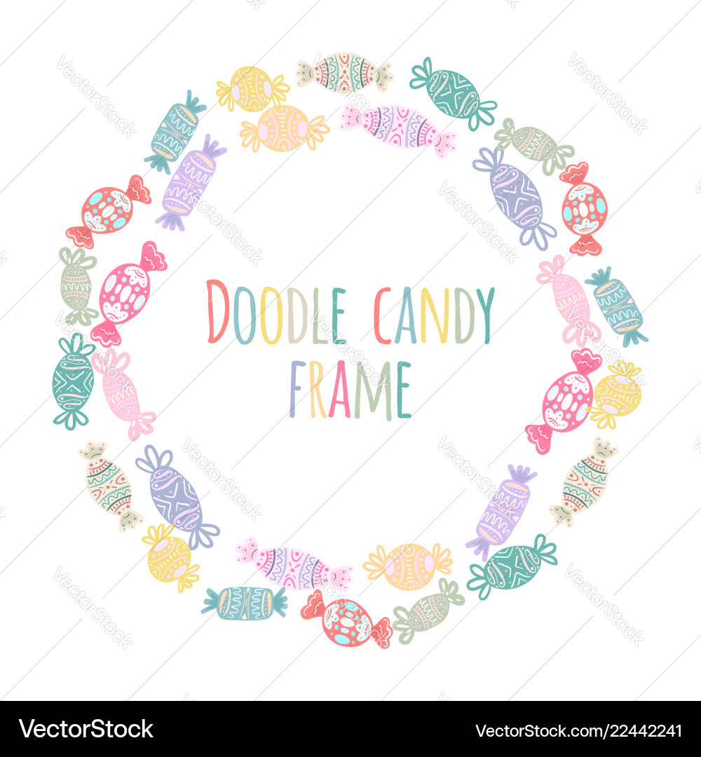 Set of round frames doodle candy pattern Set of round frames doodle candy pattern vector image