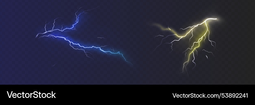 Set of the isolated realistic lightnings with tran Set of the isolated realistic lightnings with tran vector image