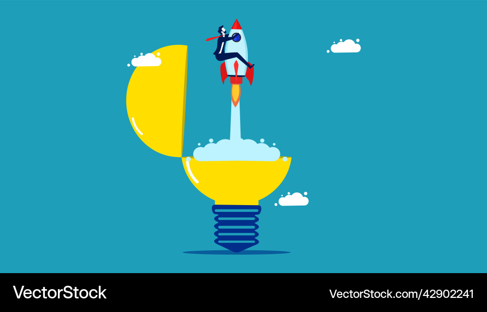 Start a business businessman launching rocket Start a business businessman launching rocket vector image