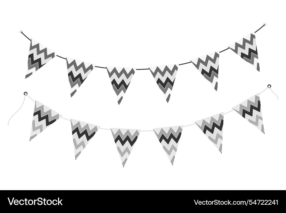 Triangular pennant garland on string in trendy vector image
