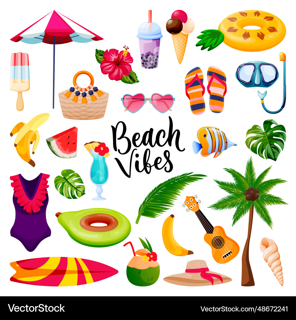 Tropical Summer Beach Vibes Vector Image