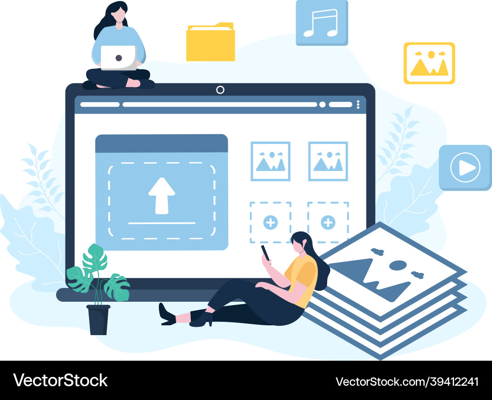 Upload image background of online devices Upload image background of online devices vector image