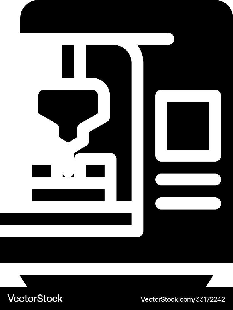 Cnc computer numerical control glyph icon vector image