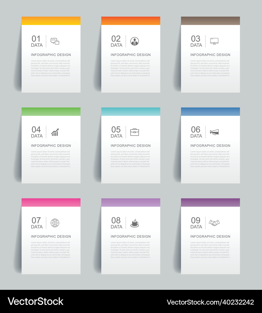 Data Index Template - 9 Sheets Vector Image