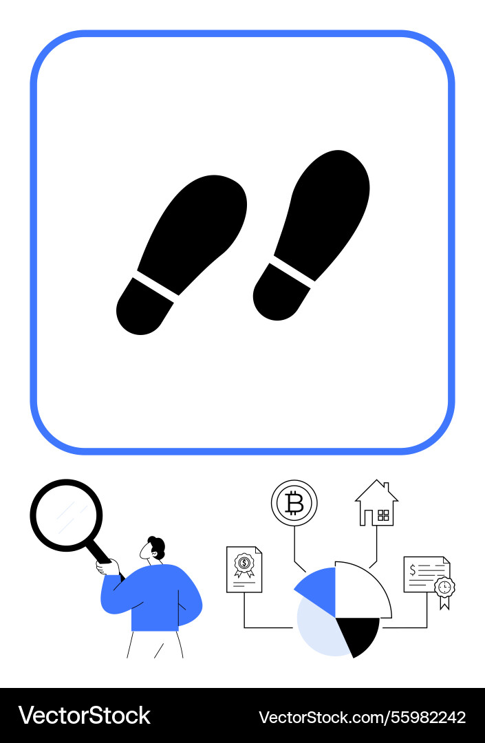 Footsteps with data visualization and analysis Footsteps with data visualization and analysis vector image