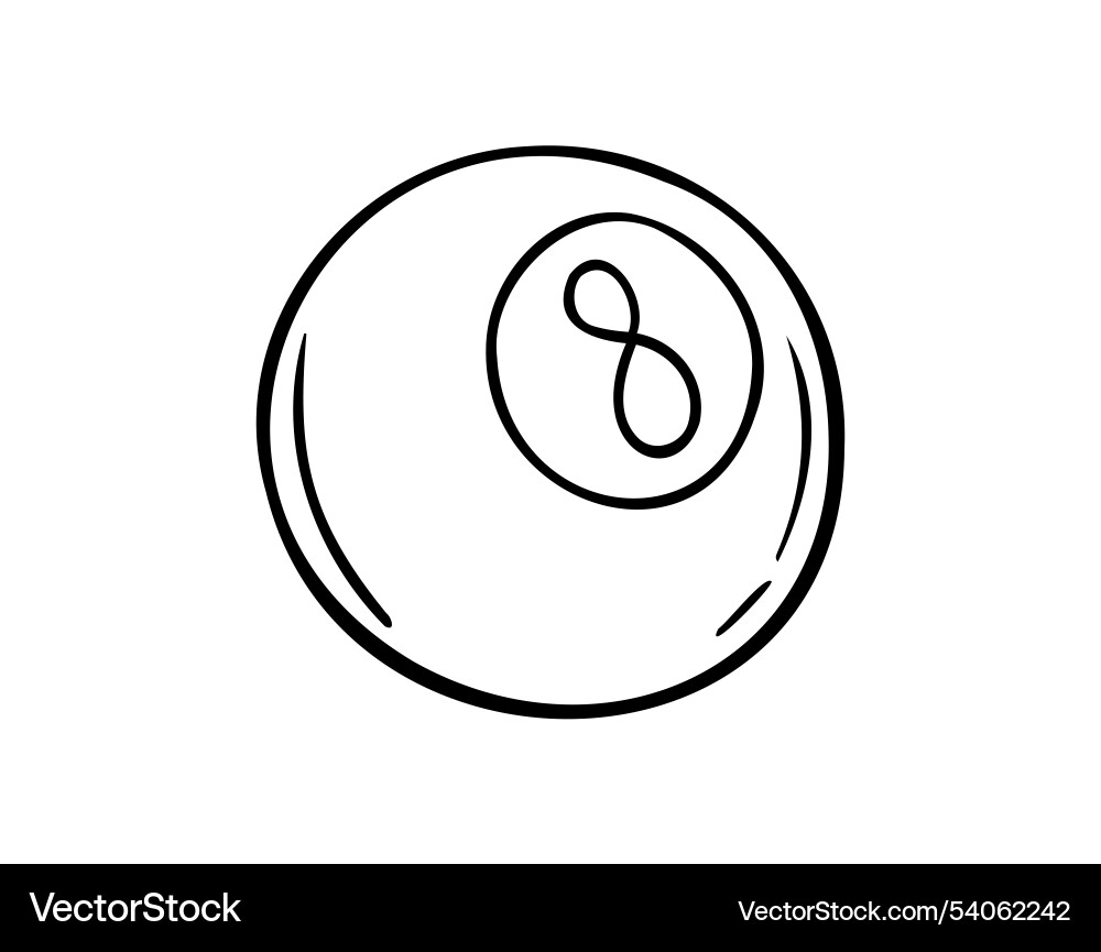 Hand drawn doodle billiard ball number 8 icon Hand drawn doodle billiard ball number 8 icon Vector Image