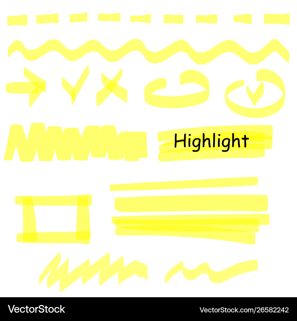 Hand Drawn Highlighter Lines Vector Image