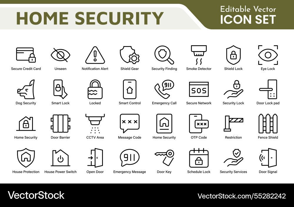 Home security icon set a comprehensive collection Vector Image