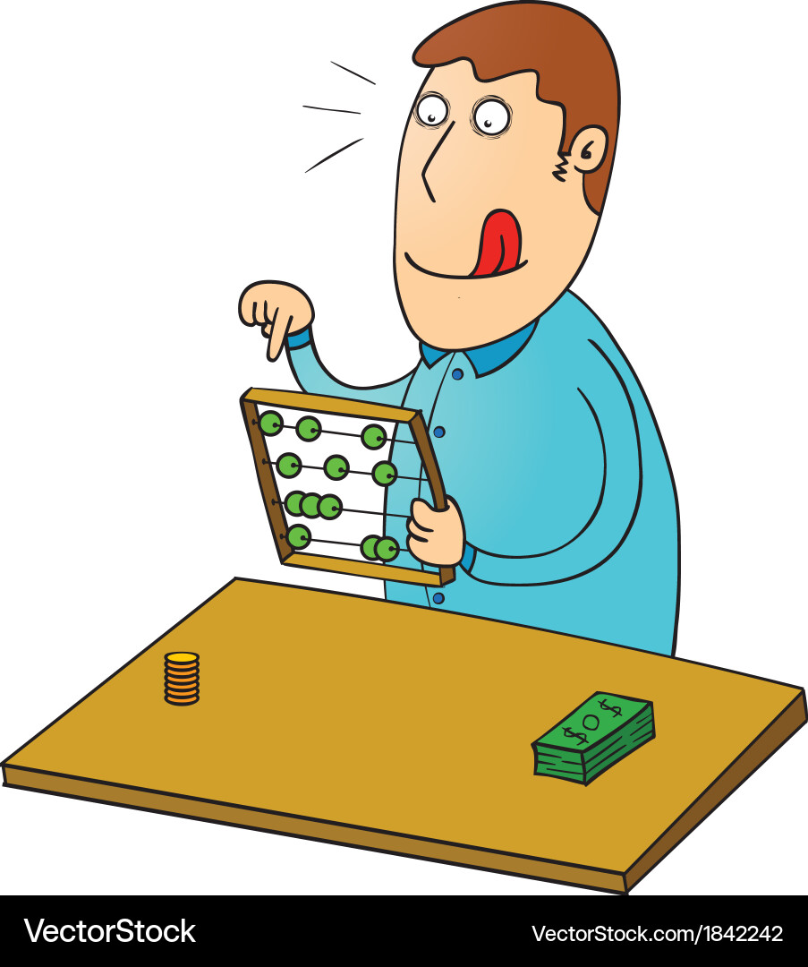 Man Using Abacus for Calculation vector image