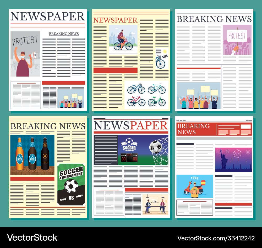 News papers communication set columns pattern Vector Image
