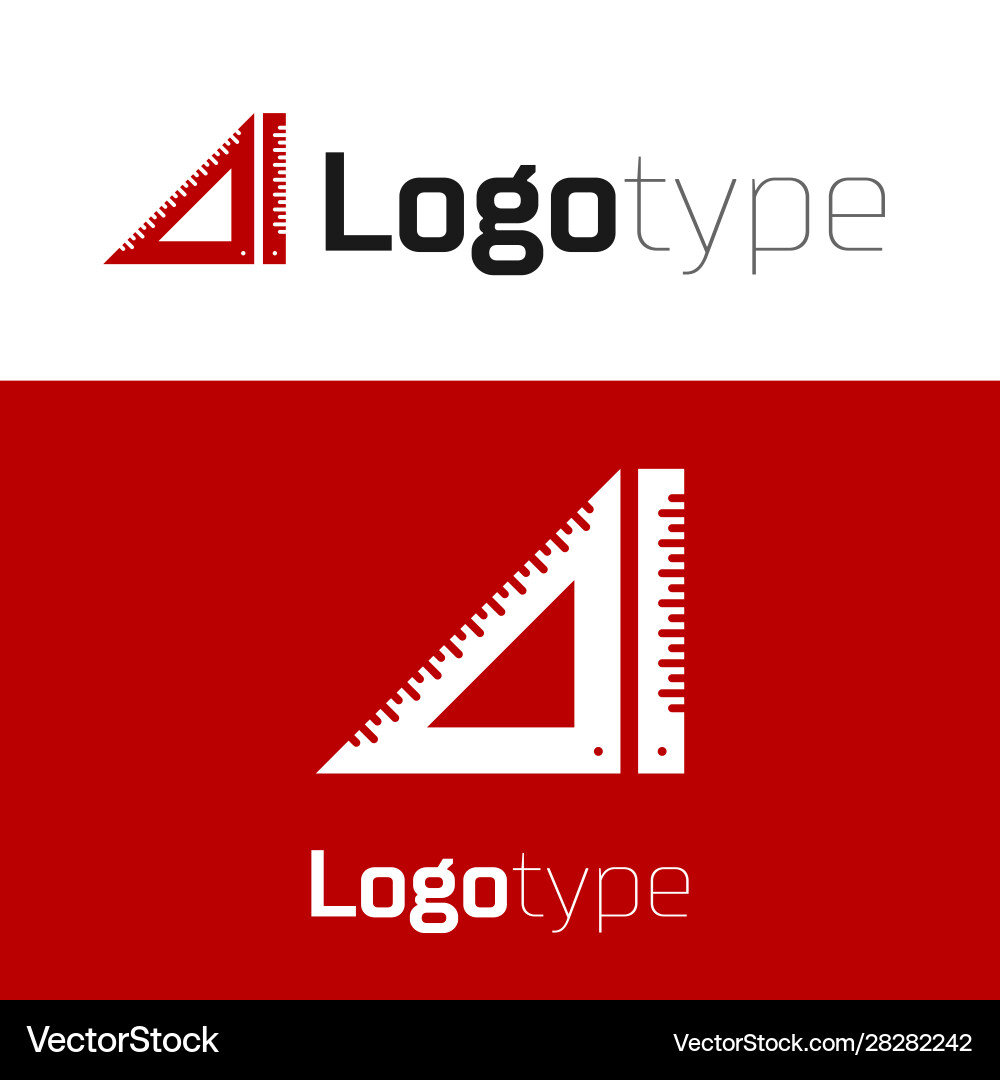 Red triangular ruler icon isolated on white Red triangular ruler icon isolated on white vector image