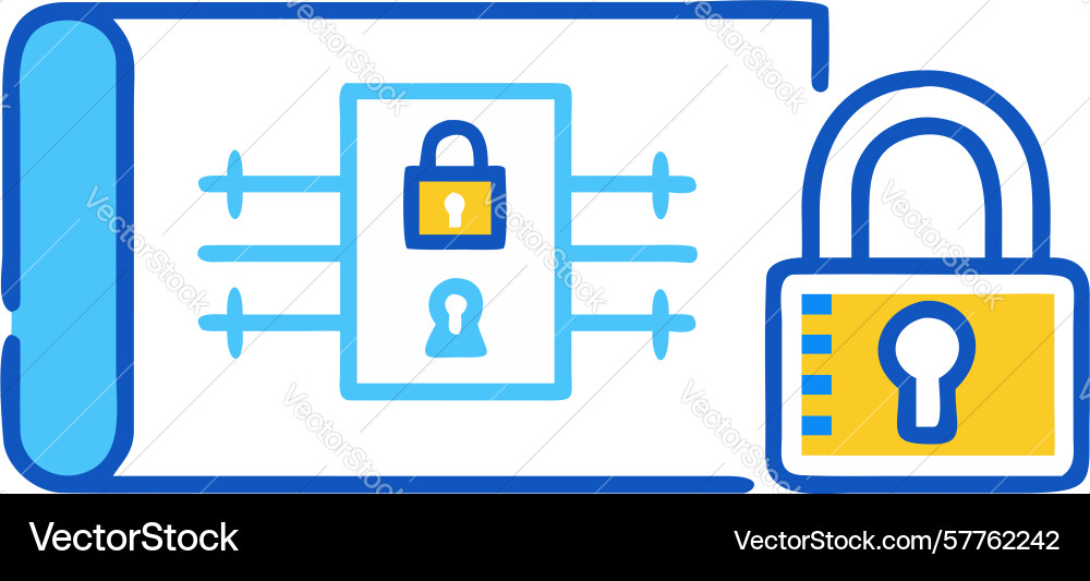 Secure document lock and shield icon design vector image