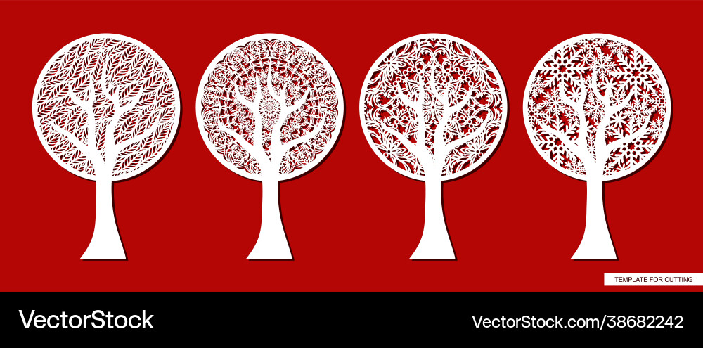 Set four abstract stylized trees Set four abstract stylized trees vector image