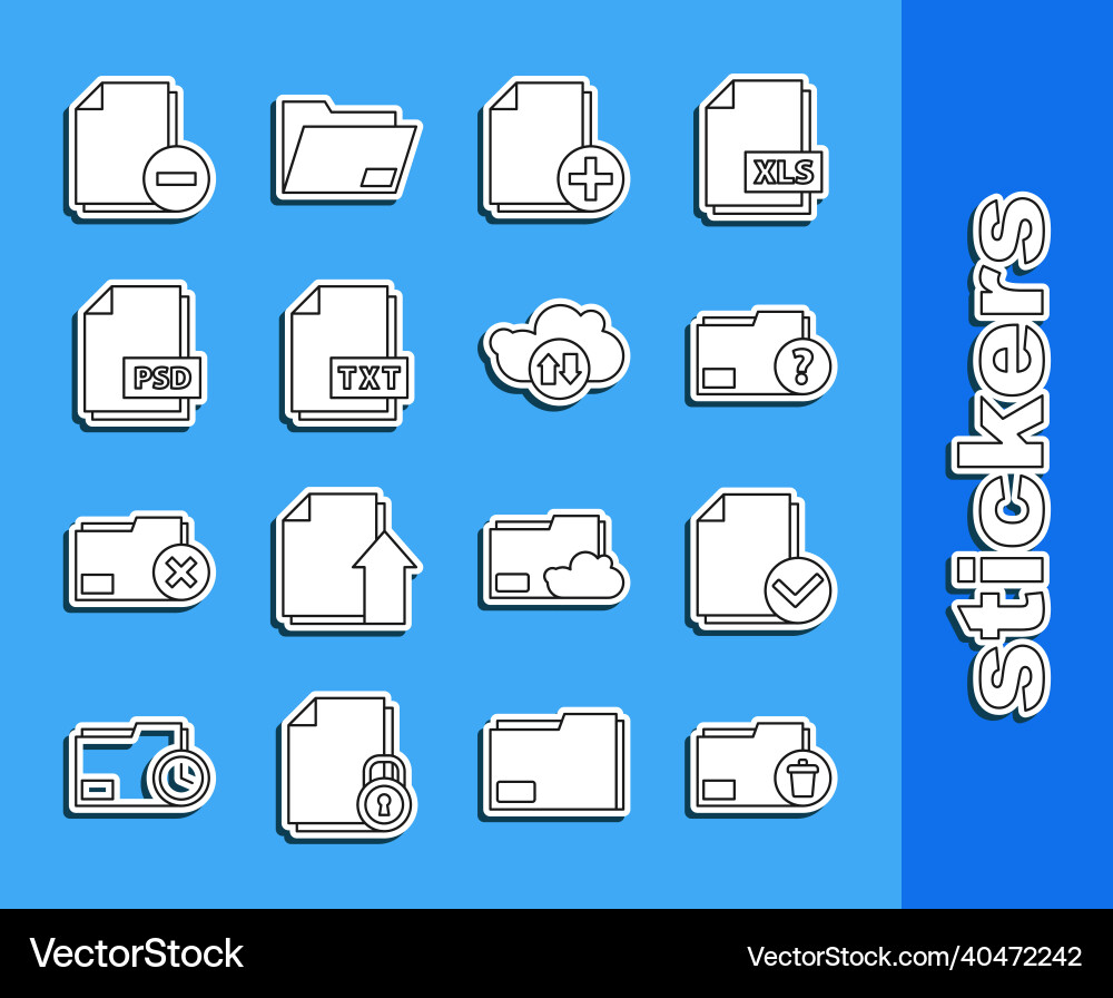 Set line delete folder document and check mark Set line delete folder document and check mark vector image