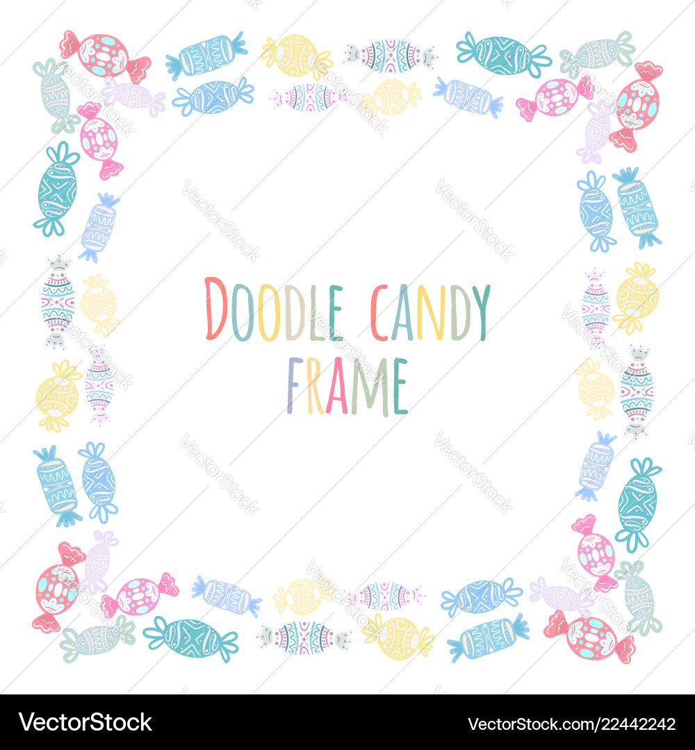 Set of round frames doodle candy pattern Set of round frames doodle candy pattern vector image