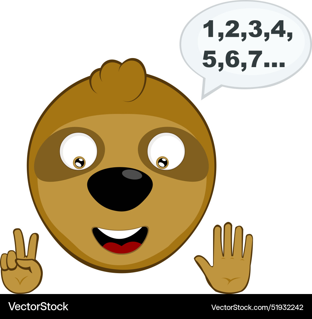 Sloth head counting number speech bubble Vector Image