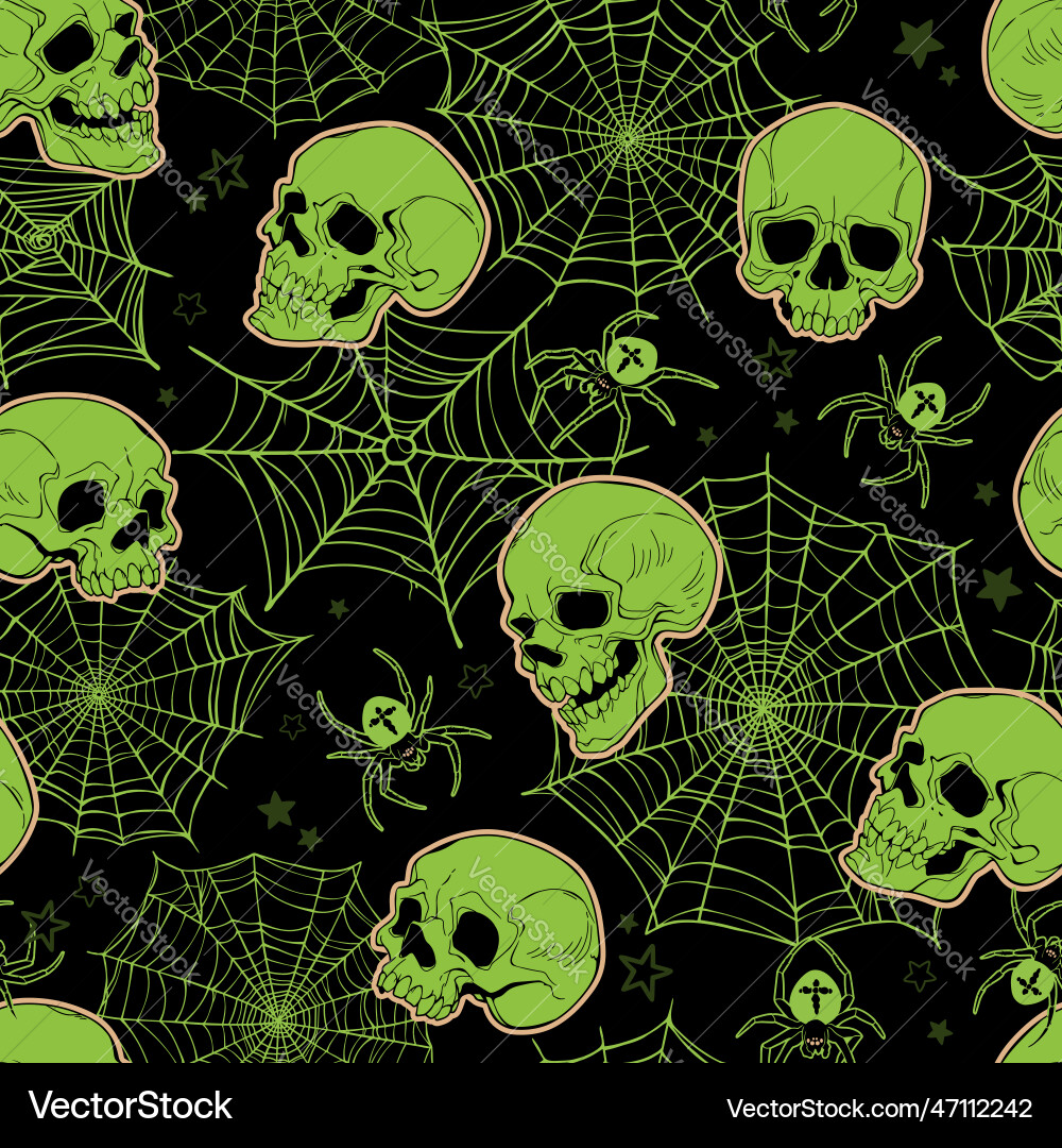 Spooky Skull Cobweb Pattern Vector Image