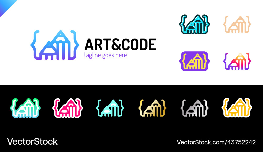 Two pencil with coding symbol arrow up pen design vector image