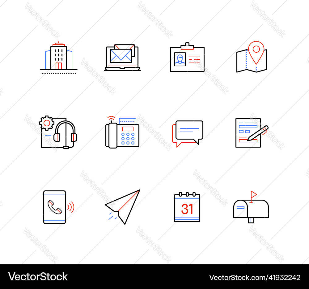 Types of information exchange - line design style vector image