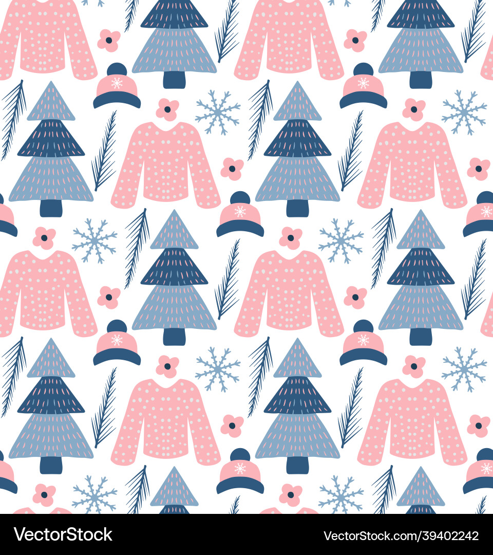Winter boho seamless pattern in hipster style Winter boho seamless pattern in hipster style vector image