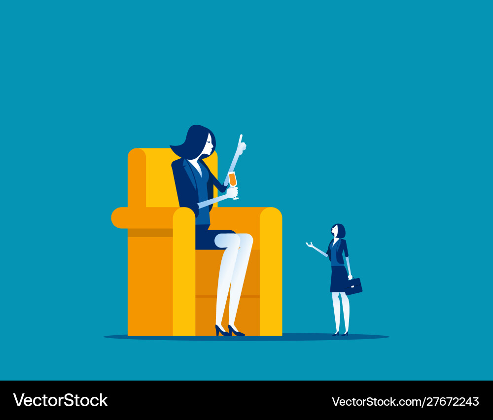 Big boss sitting on chair and talking employee Big boss sitting on chair and talking employee vector image
