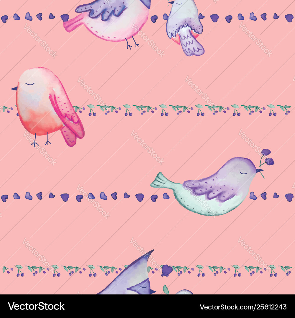 Birds seamless repeat print pattern tile Vector Image