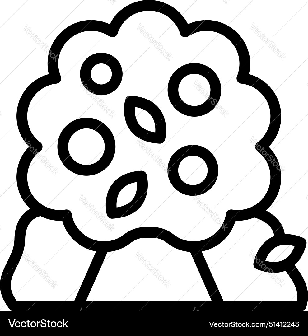 Black and white line art of a flowering bush Vector Image