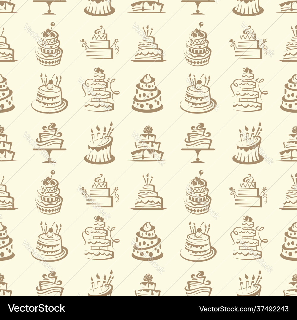 Cakes seamless pattern Royalty Free Vector Image